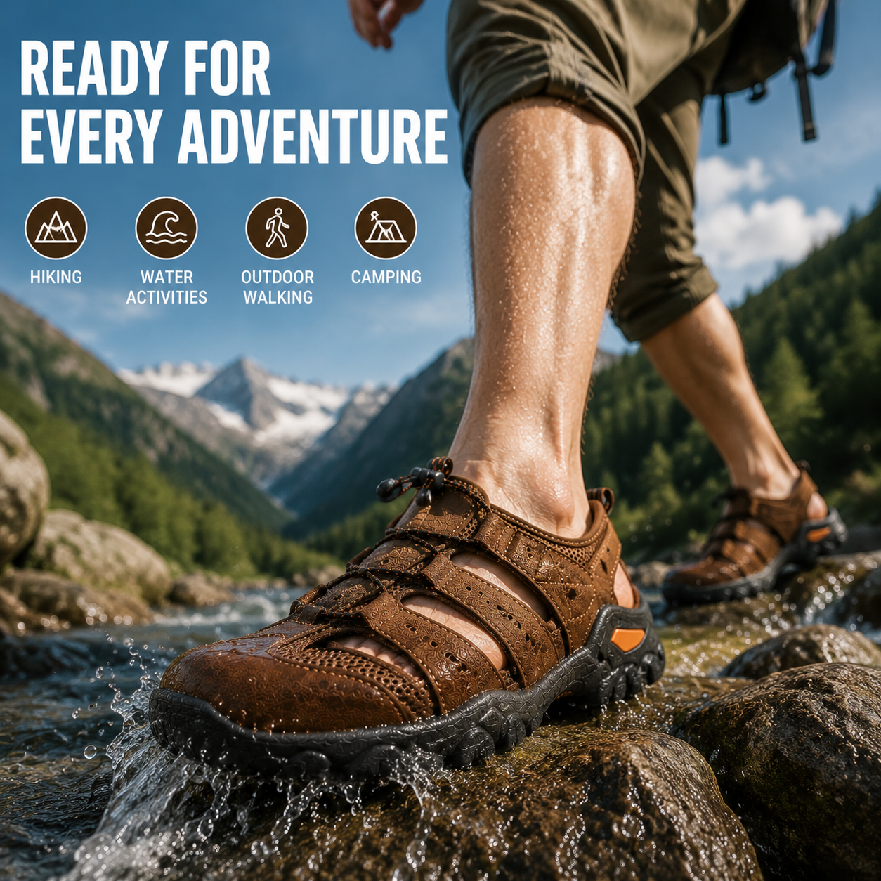 Premium Leather Fisherman Sandals for Men – Breathable Summer Walking Shoes