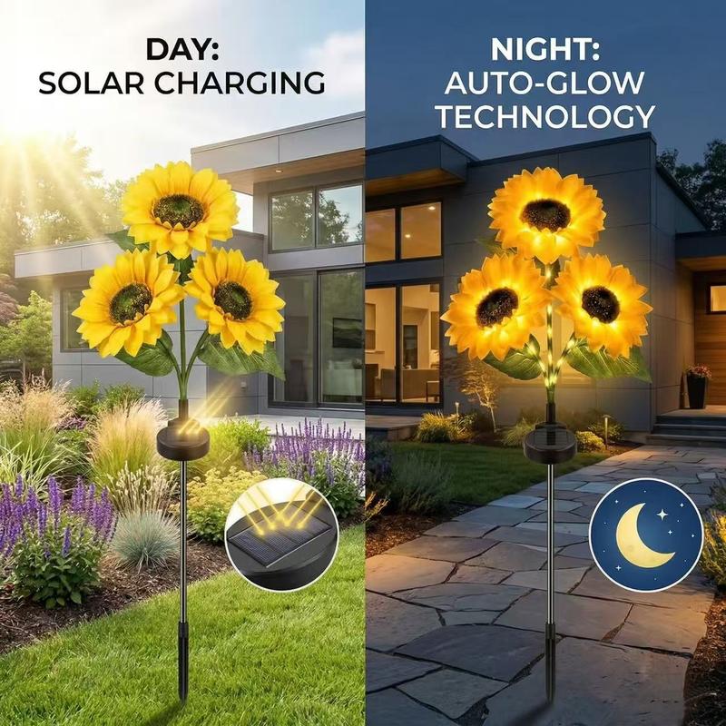 🔥Last Day Special Price: ￡9.99!!🔥 LuminaBloom™ Solar Sunflower Garden Stake Lights 🌻 | Waterproof 🌧️ | No Wiring💡