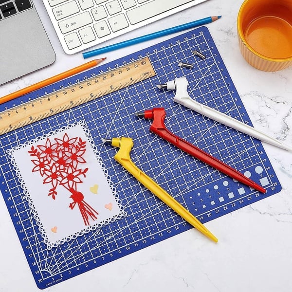 🔥- ✍️Craft Cutting Tools with 3 Interchangeable Blades (15°/30°/45°)