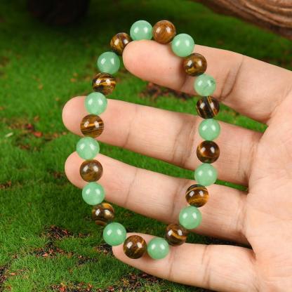 Tiger Eye Stone Bracelet – Wealth Energy, Protective Vibes, Stretchable for Calm