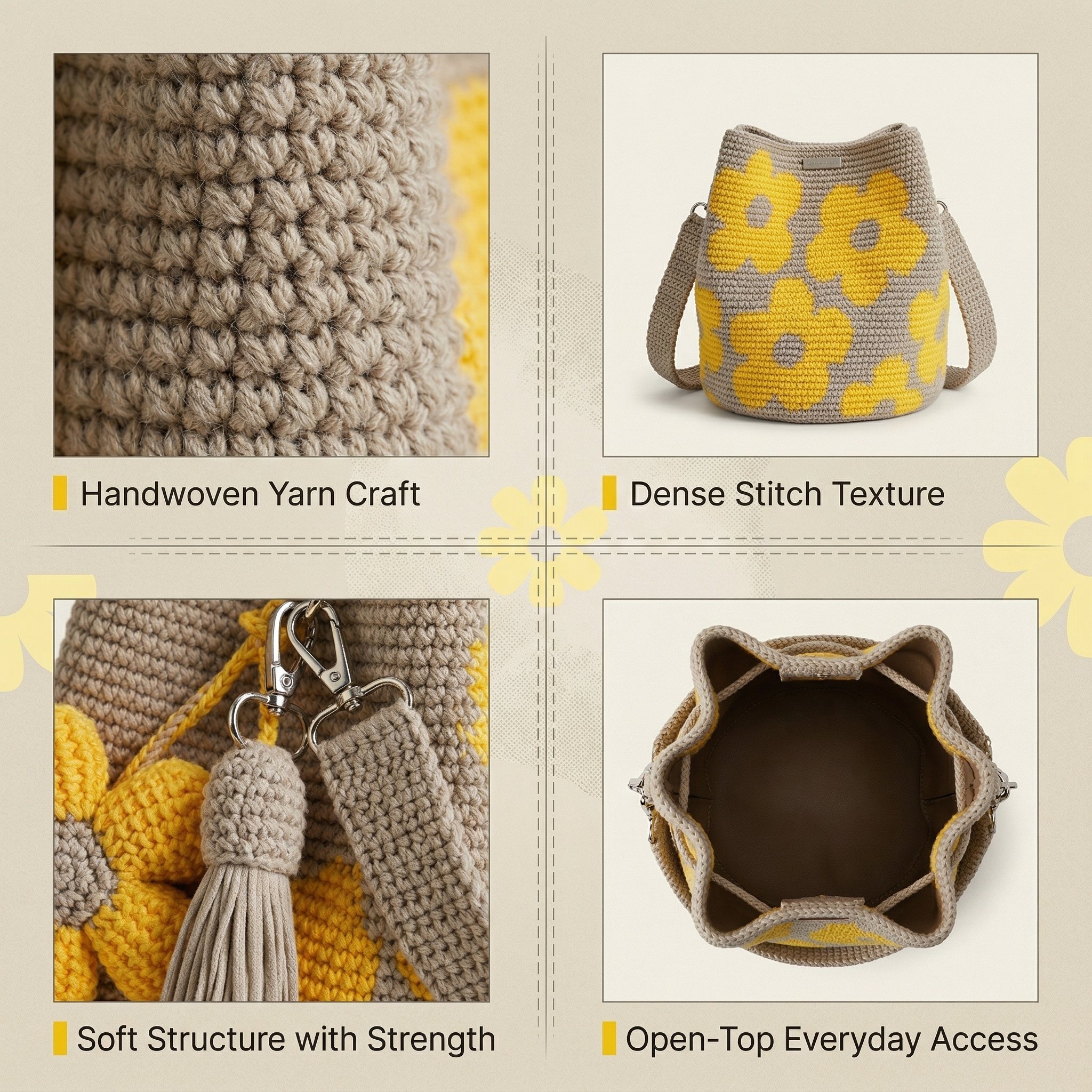 ✨Handmade Crochet Flower Tote 🌼