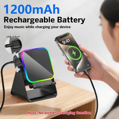 💥 FINAL TIME SALE! 40% OFF🎶📱 5-in-1 Wireless Induction Bluetooth Speaker with Adjustable Phone Stand