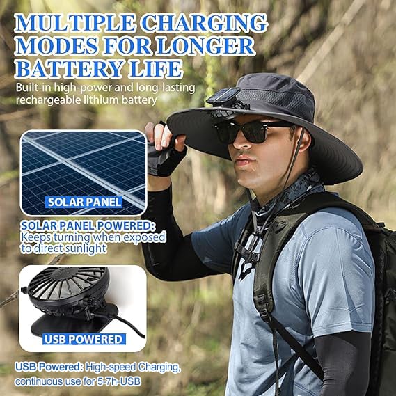 2026 New Ultralight Solar Fan Sun Hat –A Great Summer Companion🌊