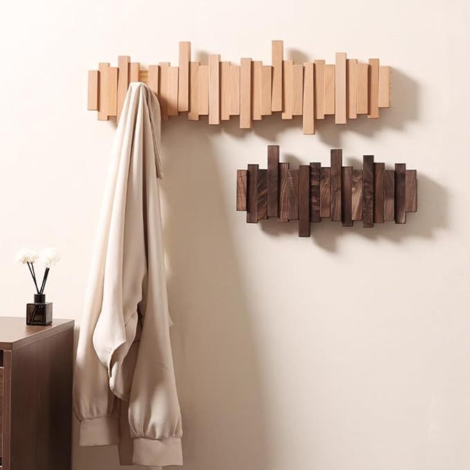 Wall-Mounted Wooden Coat Rack 🎹Piano Key Style Design