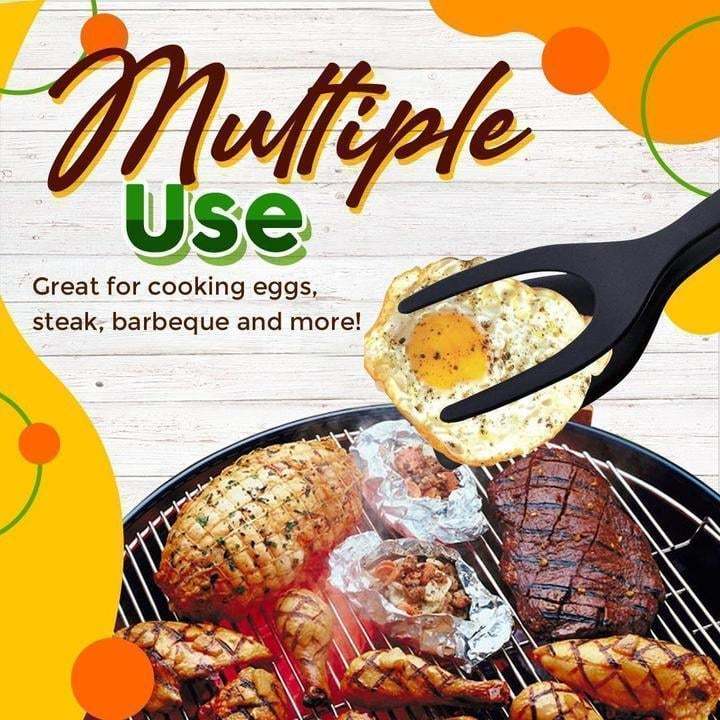 🍳✨ What a great deal! 2-in-1 Kitchen Spatula Tongs – Food Grade Silicone Tips, Non-Stick, Heat Resistant, Long Handle ✨