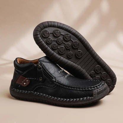 ⏰Limited Time Sale 50% OFF-Men’s Handmade Premium Leather Slip-On Driving Boots – Wide Toe, Arch Support