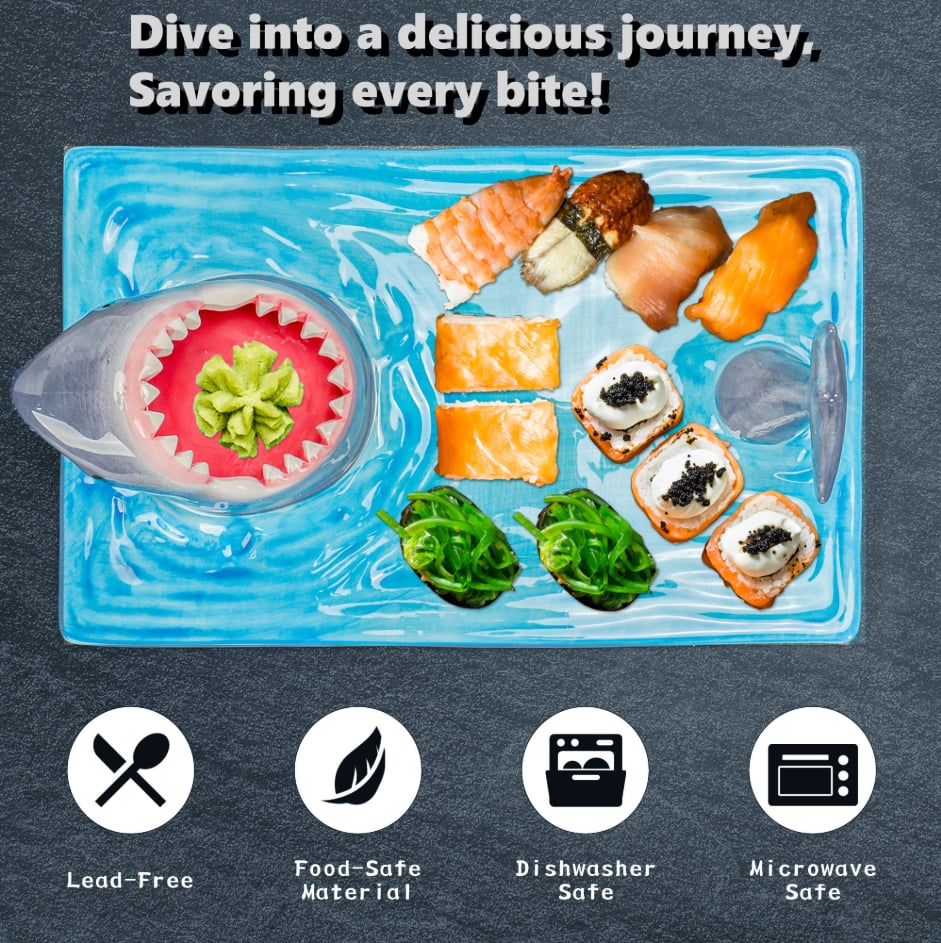 🔥LAST DAY 50% OFF⭐Handmade Ceramic Shark Plates🦈 [Equipped with knives and forks🍽]