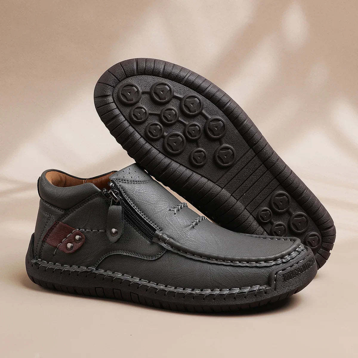 ⏰Limited Time Sale 50% OFF-Men’s Handmade Premium Leather Slip-On Driving Boots – Wide Toe, Arch Support