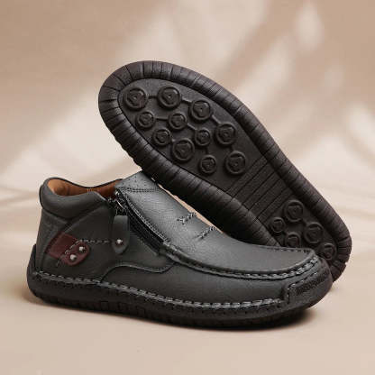⏰Limited Time Sale 50% OFF-Men’s Handmade Premium Leather Slip-On Driving Boots – Wide Toe, Arch Support