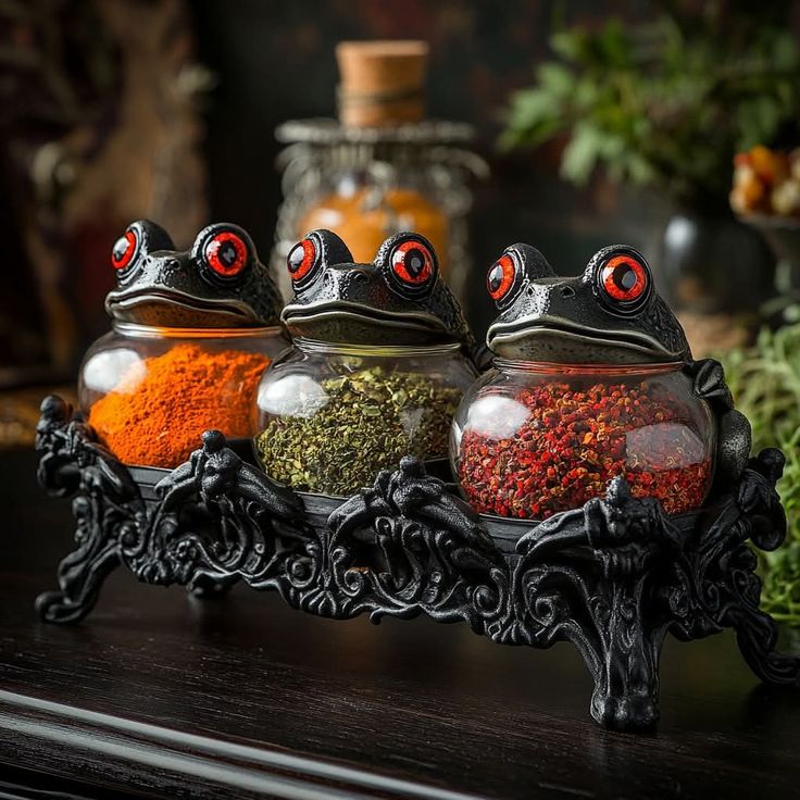 Handcrafted Witchy Frog Apothecary Spice Jars 🐸🧙