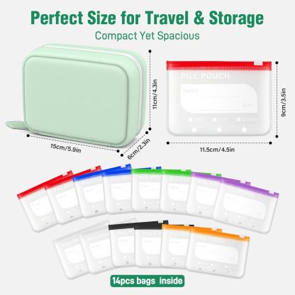 🏆Flash Sale⚡Waterproof Pill Organizer Pouch Set – 14 Removable, Color-Coded Bags, Easy to Label & Refill🔥