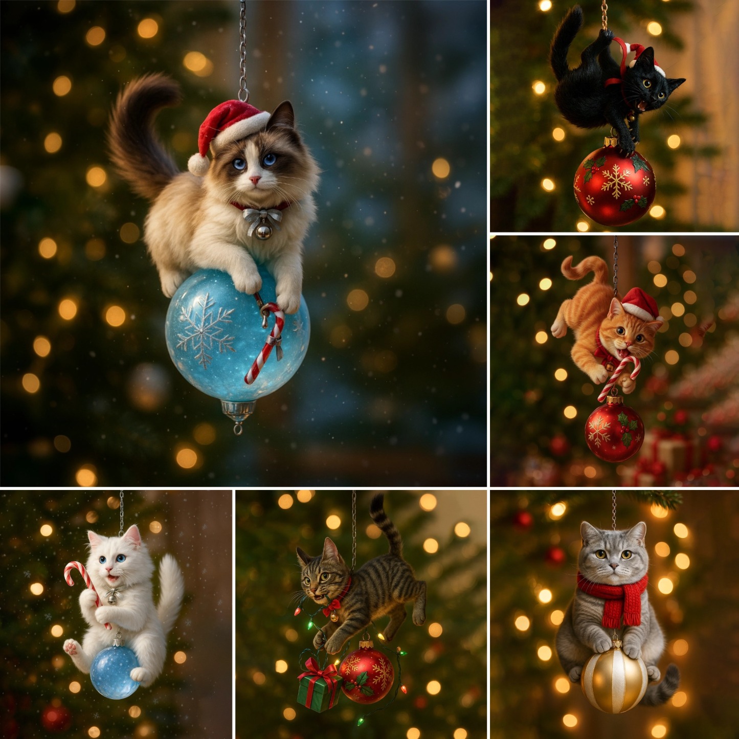 🎁Cute Cat Christmas Tree Ornament - Festive Feline Fun for Your Tree🎄