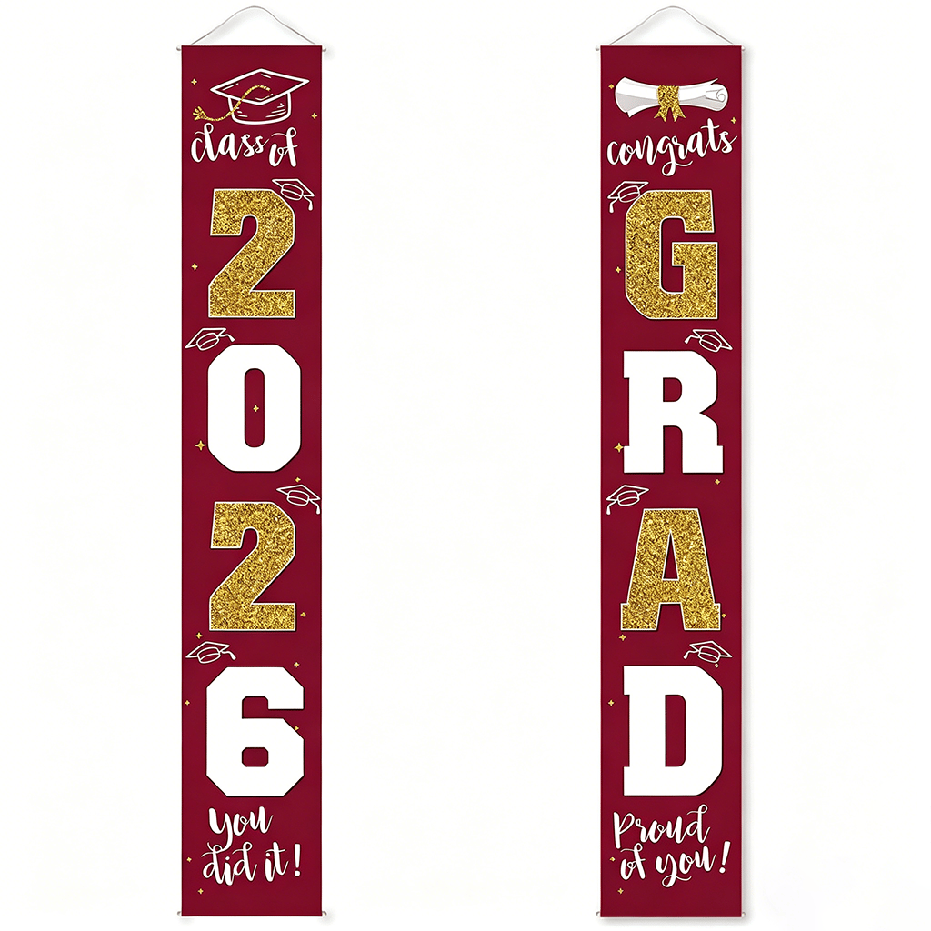 🔥2026 LAST DAY 49% OFF - 🎓Class of 2026 Graduation Banner | Congrats Grad Front Door Porch Decor for Graduation Party (✨Set of 2)