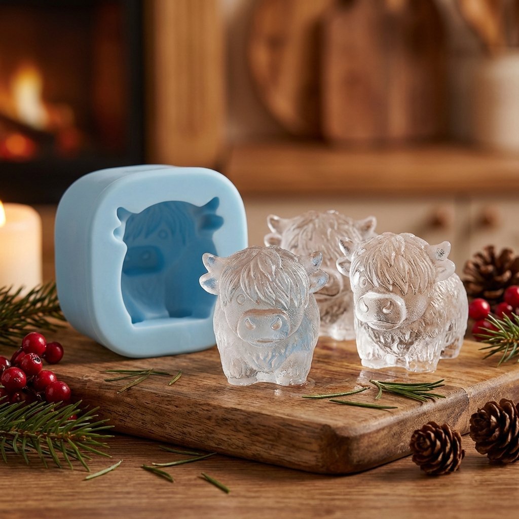 🐮 Mini Highland Cow Ice Cube Mold – Cute 3D Ice for Drinks, Parties & Gifts