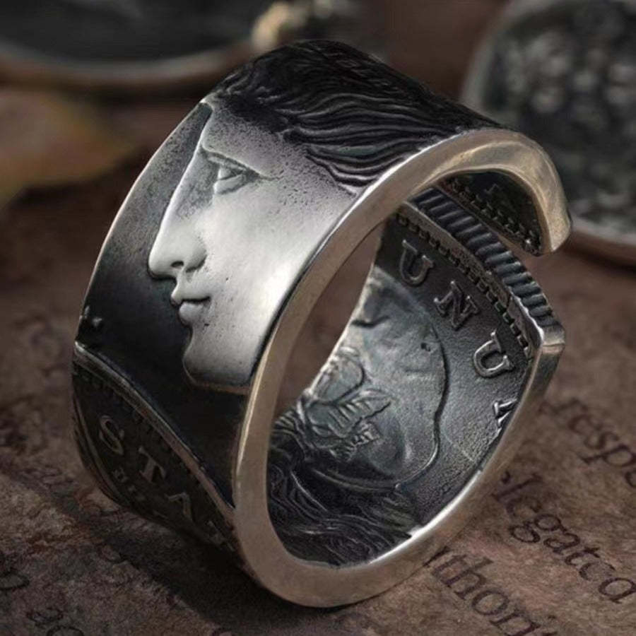 🎁Mongolia Jewelry - Mongolian Craft Handmade Morgan Silver Coin Bangle/Ring💎