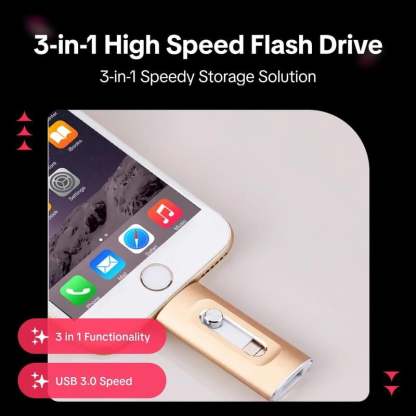 ⚡3 in 1 Flash Drive, Portable High Speed USB 3.0 Memory Storage⭐