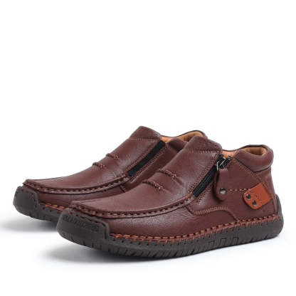 ⏰Limited Time Sale 50% OFF-Men’s Handmade Premium Leather Slip-On Driving Boots – Wide Toe, Arch Support
