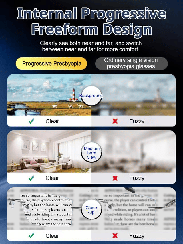 Color-changing Anti-blue Light Presbyopia Glasses