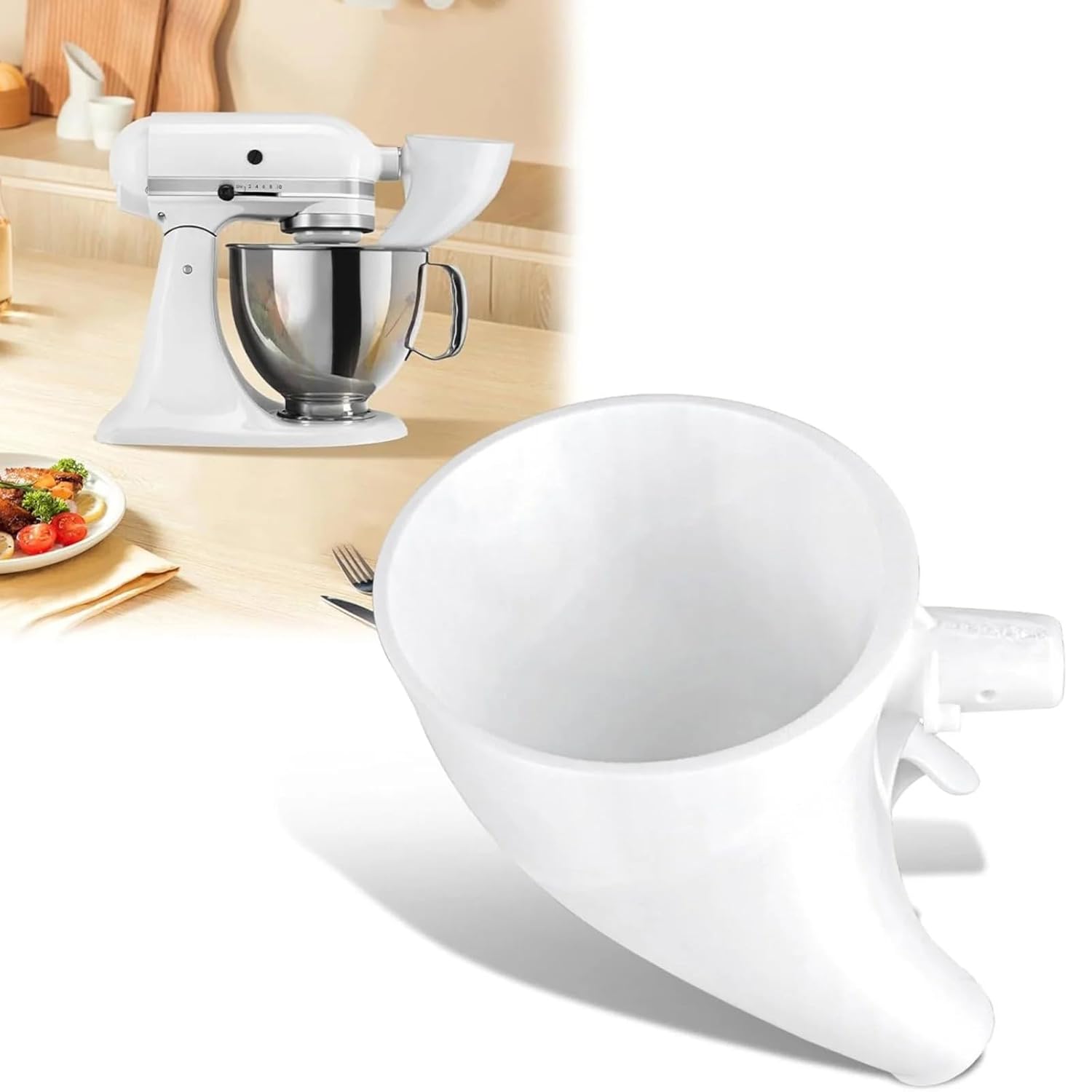 🔥LAST DAY 50% OFF✨🥰 Flour Funnel for Kitchen Aid Stand Mixer🥚🍰—The chef's right-hand assistant👨‍🍳💖