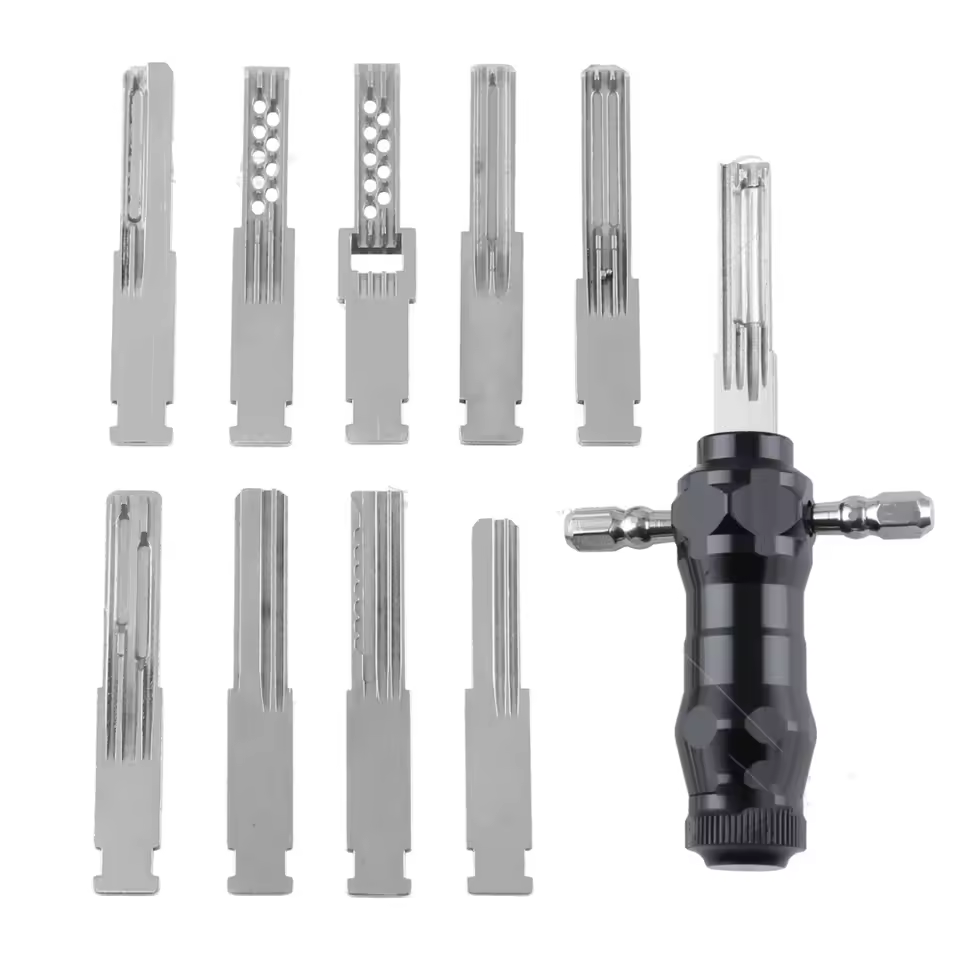 🔐Tubular Lock Pick Set: 9-in-1 Precision Unlocking Tool for Locksmiths - 🛠️Portable, Multi-Lock Compatible, Efficient Unlocking 🚀