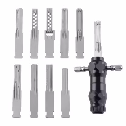 🔐Tubular Lock Pick Set: 9-in-1 Precision Unlocking Tool for Locksmiths - 🛠️Portable, Multi-Lock Compatible, Efficient Unlocking 🚀