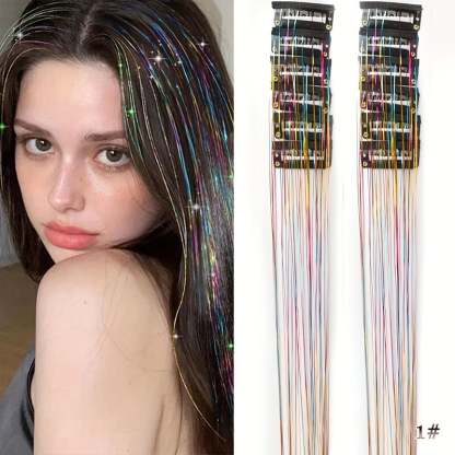 🔥Last Day 49% OFF ✨Clip-in Tinsel Hair Extensions(A set of 12 pieces)🌈