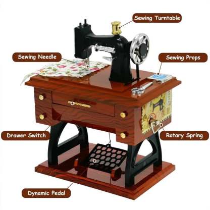 🎶Time Limit Sale 50% OFF - Wood Mini Sewing Machine Music Box