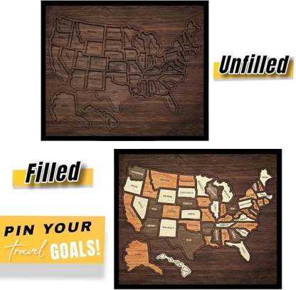 🔥Wooden USA Travel Map Puzzle🧩A Stylish Way to Track Your Journey & Memories