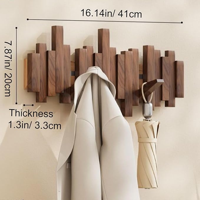 Wall-Mounted Wooden Coat Rack 🎹Piano Key Style Design