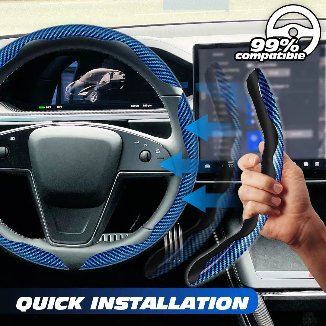 🔥Samez Carbon Fiber Silicone Anti-Slip Car Steering Wheel Cover Universal Fit🔥