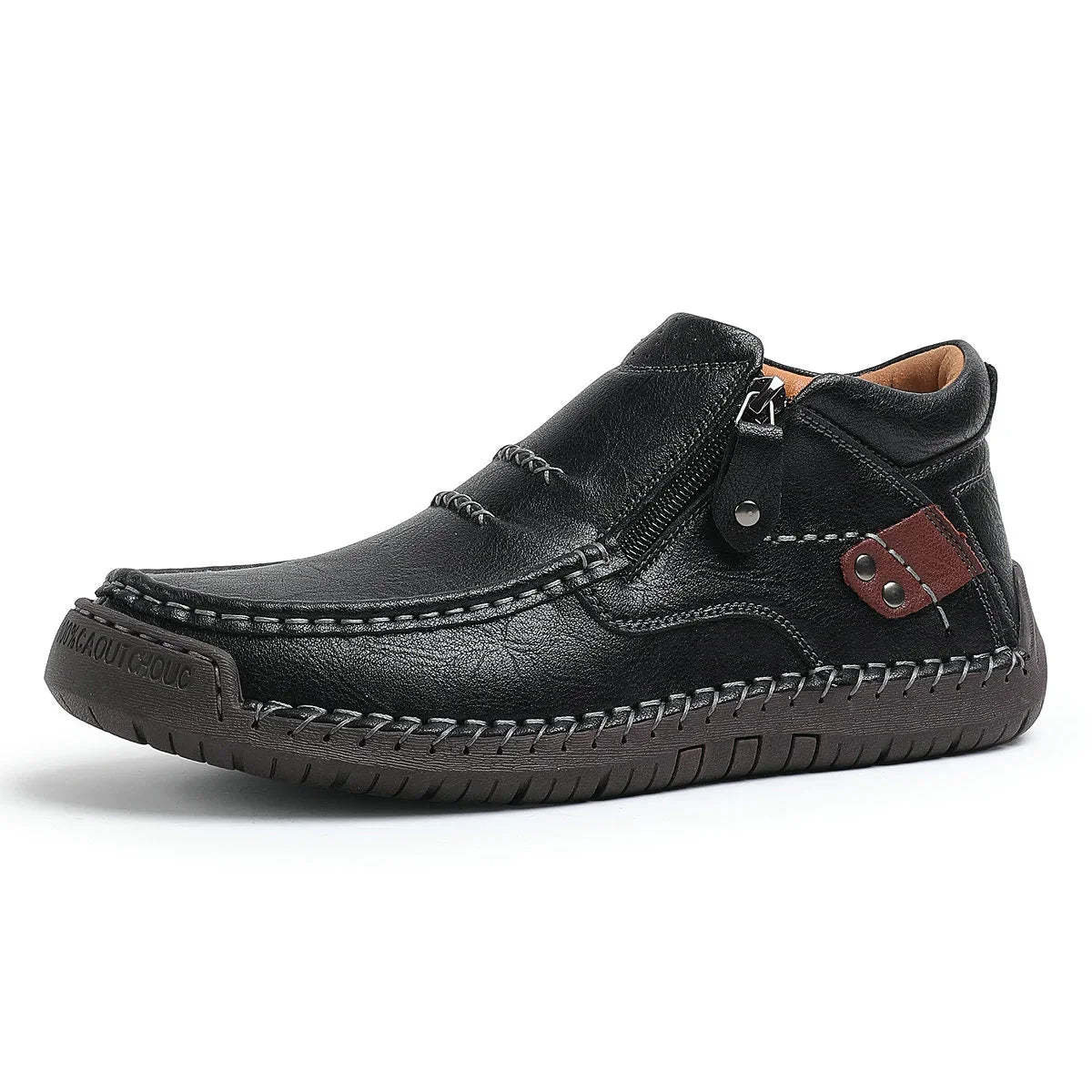 ⏰Limited Time Sale 50% OFF-Men’s Handmade Premium Leather Slip-On Driving Boots – Wide Toe, Arch Support