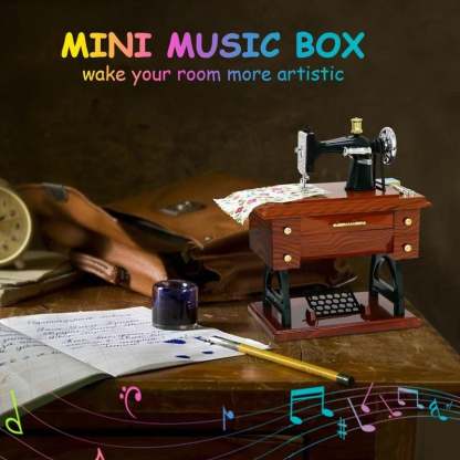 🎶Time Limit Sale 50% OFF - Wood Mini Sewing Machine Music Box