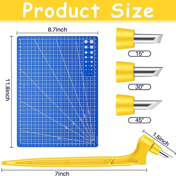 🔥- ✍️Craft Cutting Tools with 3 Interchangeable Blades (15°/30°/45°)