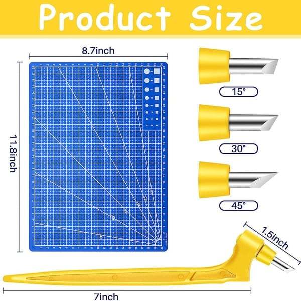 🔥- ✍️Craft Cutting Tools with 3 Interchangeable Blades (15°/30°/45°)