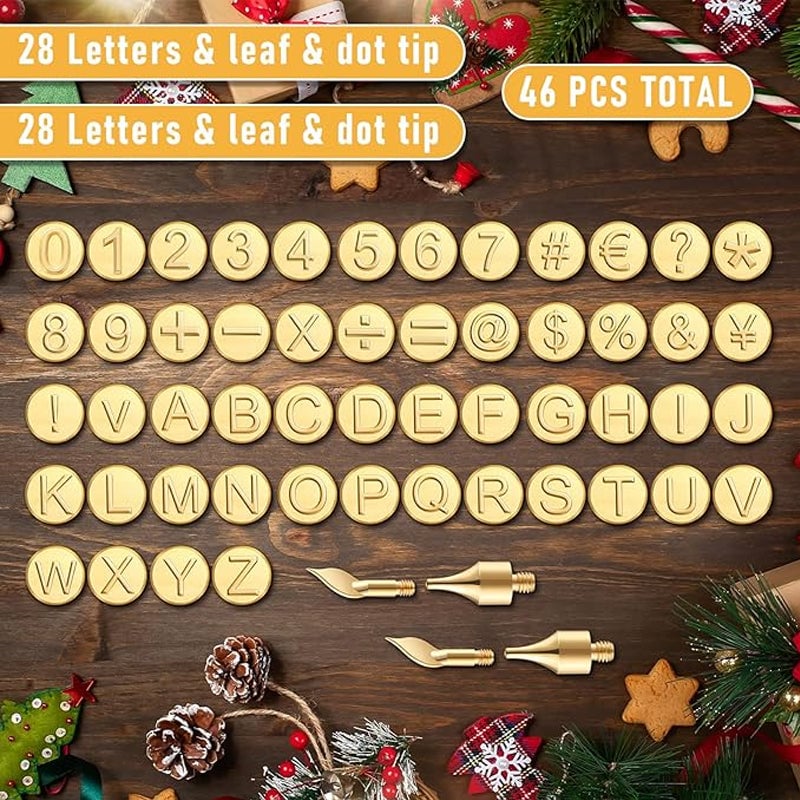 🔥Last Day 49%OFF -26 Letters Copper Mold -DIY Wood Burning/Carving Set🖊