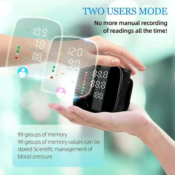 Effortless Wrist Blood Pressure Monitor – LED Display & Adjustable Fit