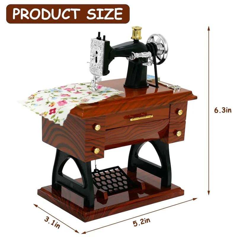 🎶Time Limit Sale 50% OFF - Wood Mini Sewing Machine Music Box