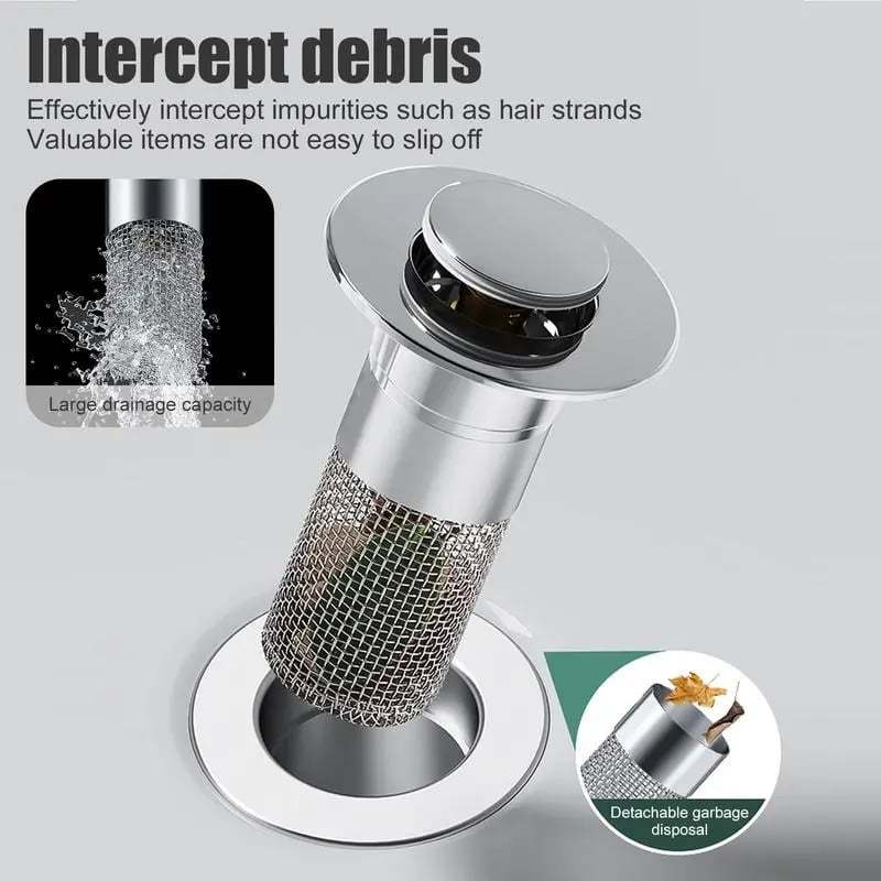 🔥 Bathroom Sink Stopper Hair Catcher, Universal Pop Up Sink Drain Filter with Stainless Steel Filter Basket, Bathroom Sink Drain Strainer