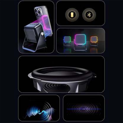 💥 FINAL TIME SALE! 40% OFF🎶📱 5-in-1 Wireless Induction Bluetooth Speaker with Adjustable Phone Stand