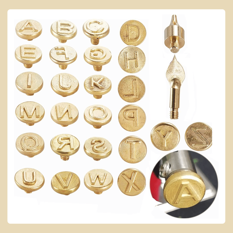 🔥Last Day 49%OFF -26 Letters Copper Mold -DIY Wood Burning/Carving Set🖊