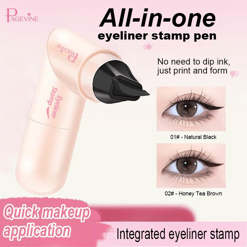 🔥Dual-Head Design Rotating Eyeliner Stamp Pen✨ Waterproof, Quick-Dry & Long-Lasting👑