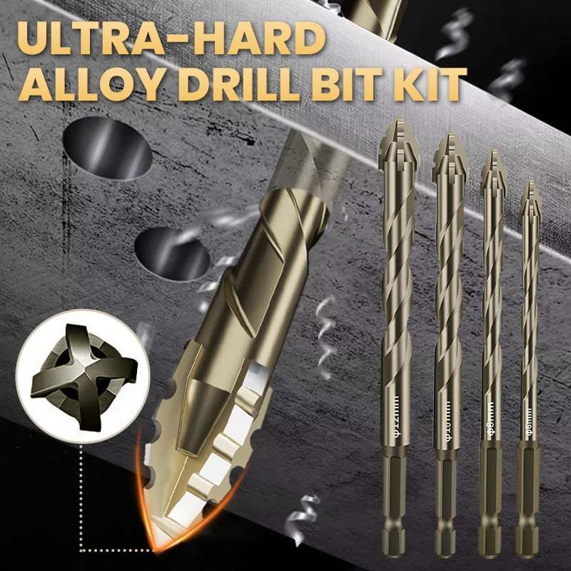 🔥2026 Hot Sale🔥High-Strength 4-Flute Serrated Eccentric Drill Bit Kit