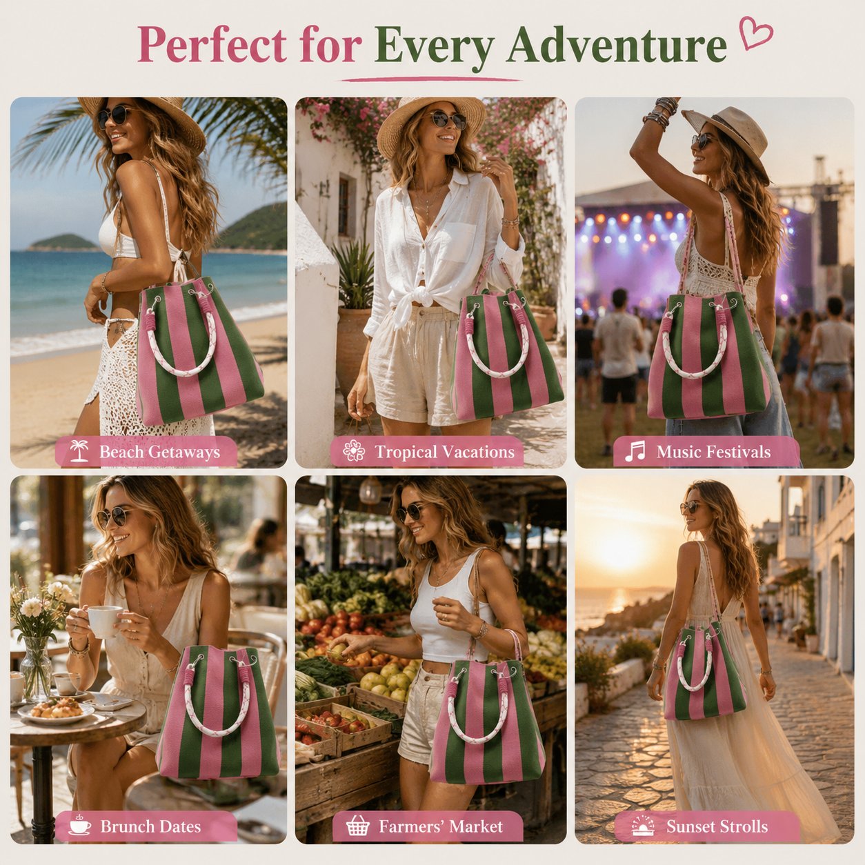 🌴 Boho Crochet Bucket Bag for Women – Handmade Woven Summer Beach Shoulder Bag
