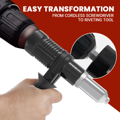 🛠️Pro-Grade Electric Rivet Gun Adapter – 💥With 4 Nozzle Sizes for Home DIY, Automotive & Industrial Use ⚡Turn Your Drill into a Riveting Beast!