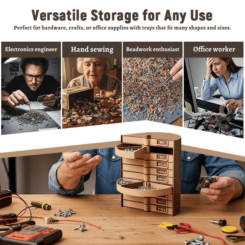 360° Rotating Modular Parts Storage Tower