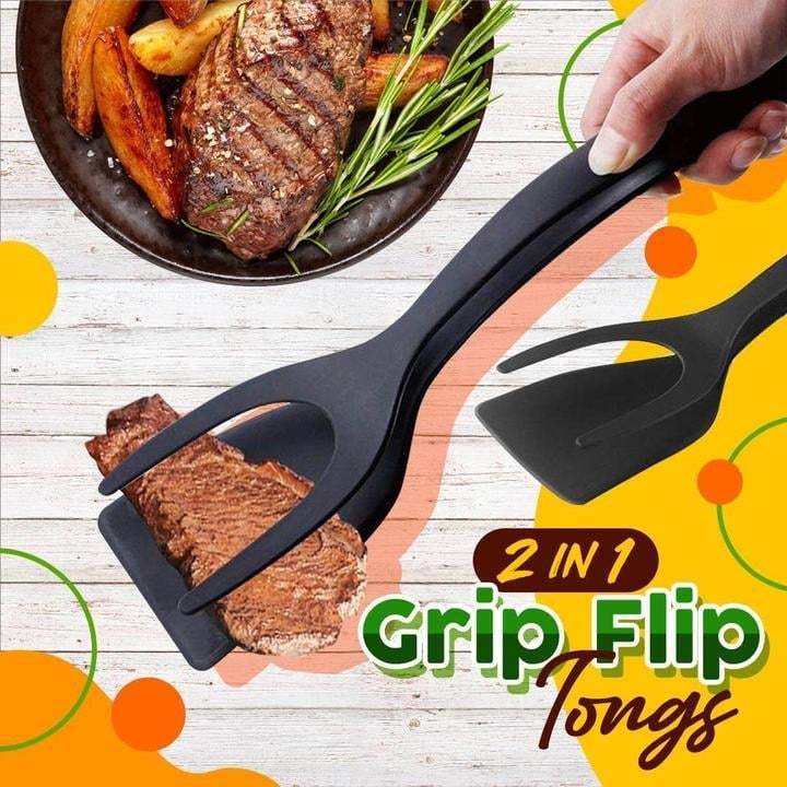 🍳✨ What a great deal! 2-in-1 Kitchen Spatula Tongs – Food Grade Silicone Tips, Non-Stick, Heat Resistant, Long Handle ✨