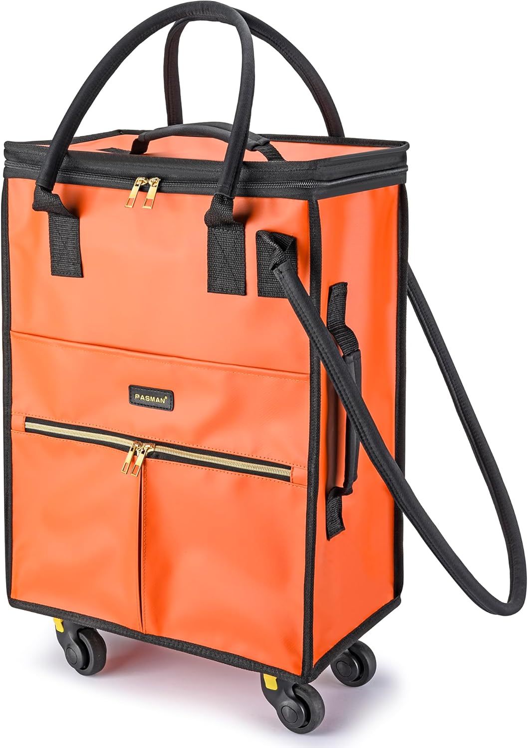 HK Rolling Tote Bag with Zip Top & Button Closure