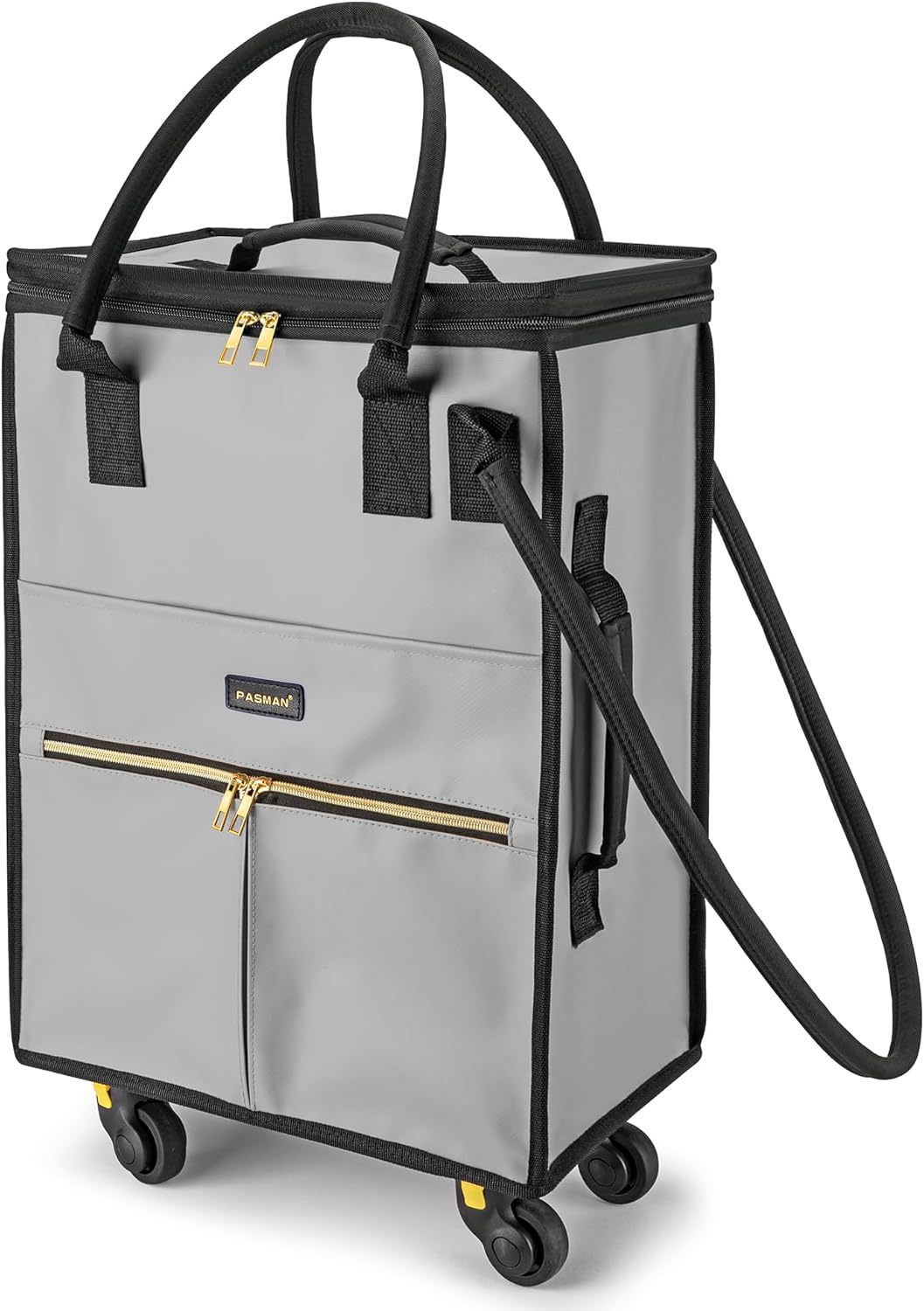 HK Rolling Tote Bag with Zip Top & Button Closure