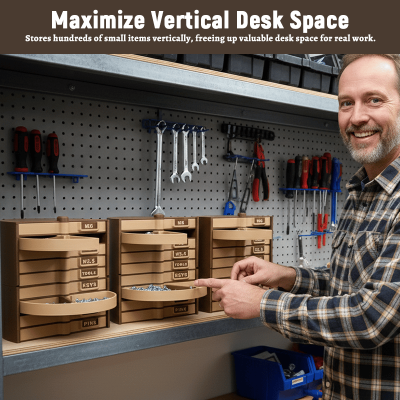 360° Rotating Modular Parts Storage Tower