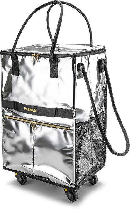 HK Rolling Tote Bag with Zip Top & Button Closure